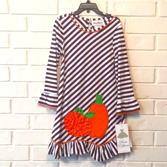 Rare Editions Girls Fall Pumpkin Thanksgiving Dress NWT - Picture 1 of 3